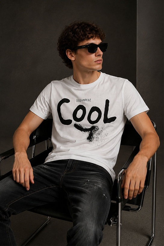 Белая оверсайз футболка Dsquared2 Cool-print