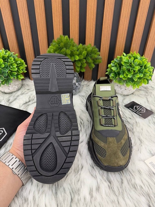 Комбинированные кроссовки Philipp Plein Predator - Green