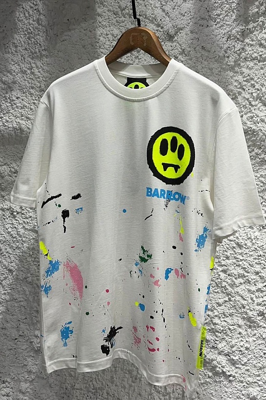 Белая оверсайз футболка Barrow logo-print paint-splatter
