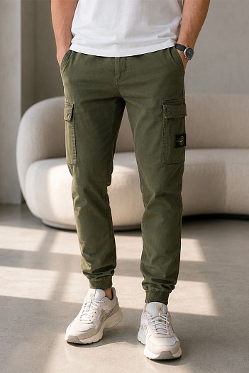 Мужские джоггеры цвета хаки Stone Island compass-patch   