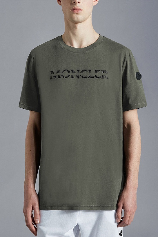 Мужская футболка Moncler зелёного цвета
