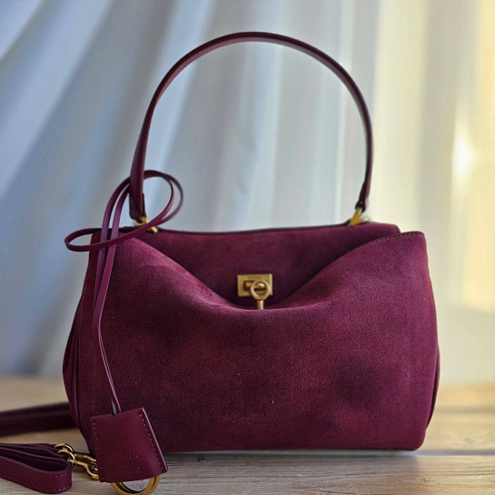 Замшевая сумка Balenciaga Rodeo 28x20 см - Cherry