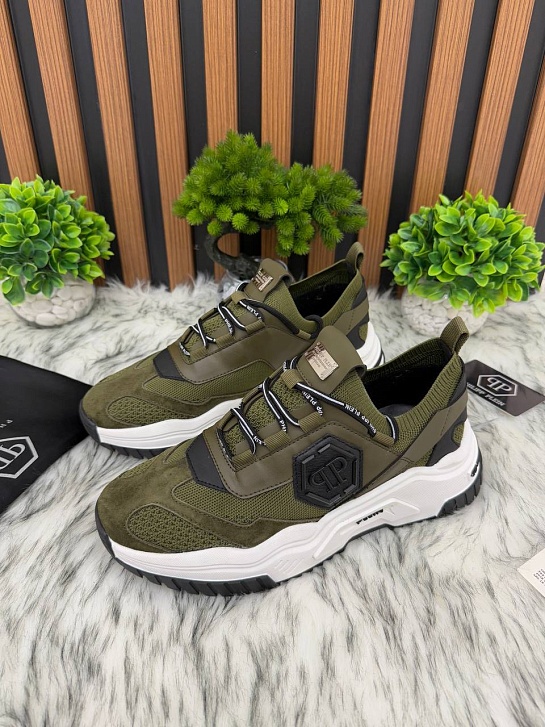 Комбинированные кроссовки Philipp Plein Predator - Green