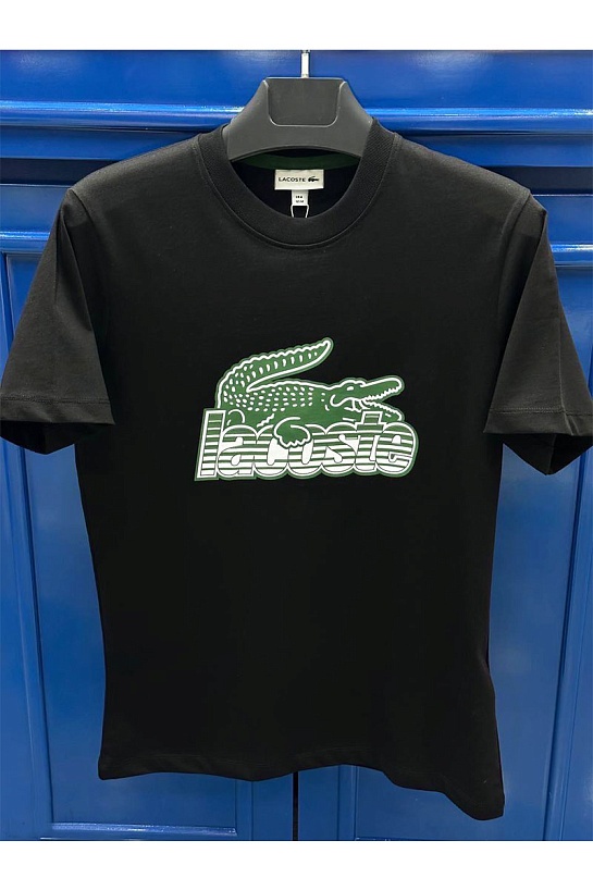 Мужская чёрная футболка Lacoste crocodile print