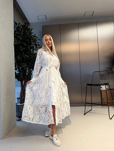 Женское кружевное платье белого цвета Zimmermann premium   