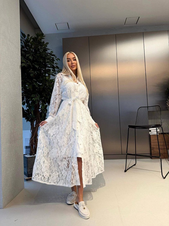 Женское кружевное платье белого цвета Zimmermann premium