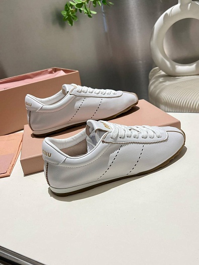 Женские кожаные кроссовки MIU MIU Premium - White   