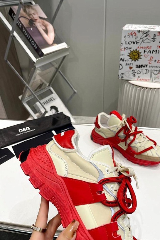 Комбинированные кроссовки Dolce & Gabbana Space - Red / Beige