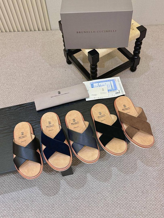 Замшевые шлёпанцы Brunello Cucinelli Crossover