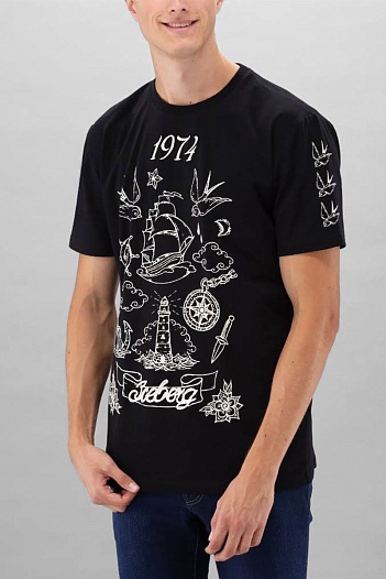 Чёрная футболка Iceberg Tattoo Sailor   