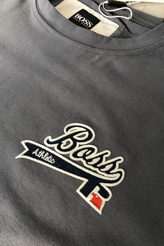 Мужская серая футболка Hugo Boss x Russell Athletic