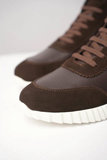 Кроссовки с мехом Hermes Bouncing high-top - Brown   