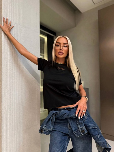 Женская базовая футболка Loro Piana premium - Black   