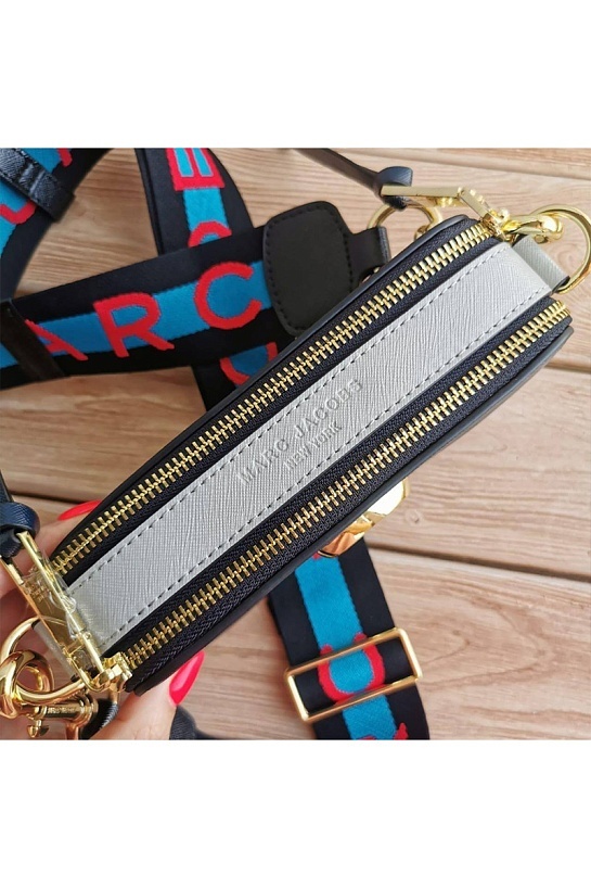 Кожаная сумка Marc Jacobs The Snapshot Blue Sea Multi 19x11 см