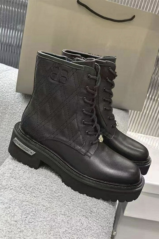 Женские кожаные ботинки Balenciaga чёрного цвета
