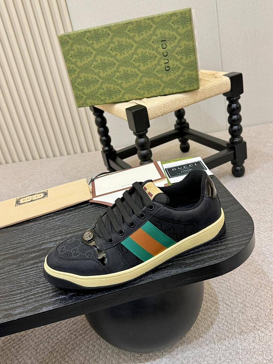 Комбинированные кроссовки Gucci GG Screener - Black