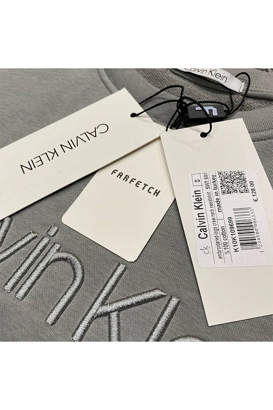 Свитшот серого цвета Calvin Klein embroidered-logo