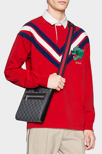 Кожаная сумка Gucci GG Black Small messenger bag 21x23 см   