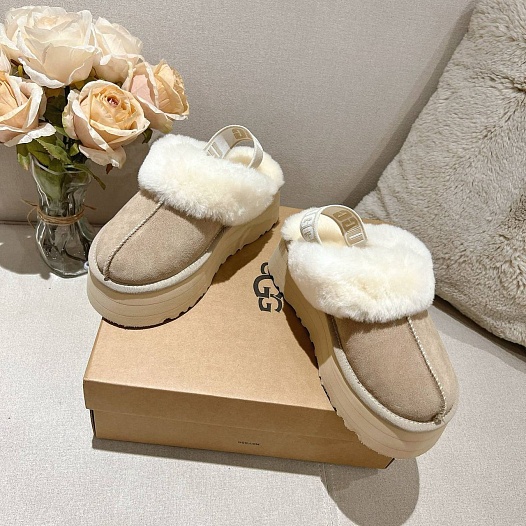 Замшевые женские слиперы с мехом UGG Funkette Platform