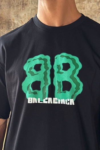 Чёрная оверсайз футболка Balenciaga logo print   