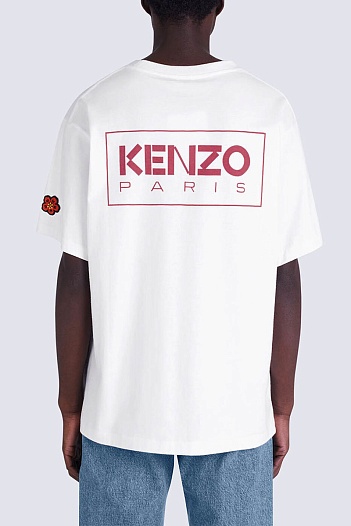 Белая мужская футболка Kenzo Paris logo-print   