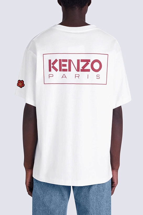 Белая мужская футболка Kenzo Paris logo-print