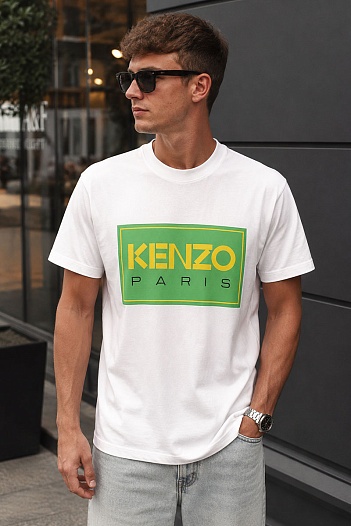 Футболка белого цвета Kenzo Paris logo-print   