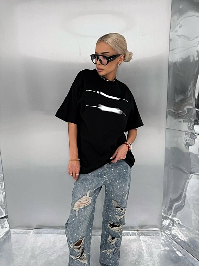 Женская оверсайз футболка чёрного цвета Balenciaga   