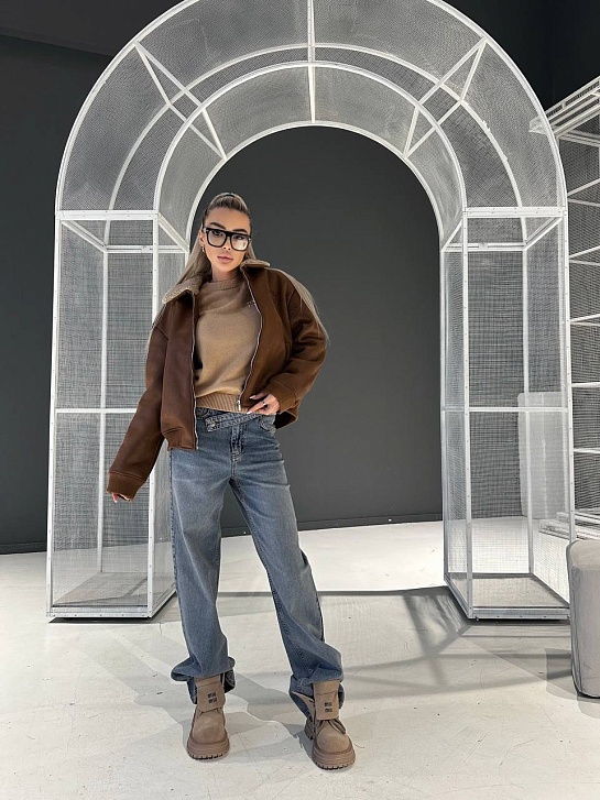 Женская кожаная дубленка MIU MIU