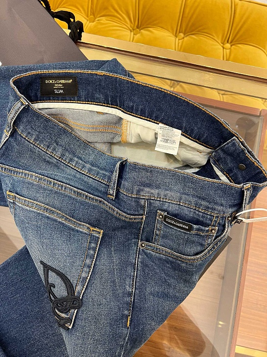 Мужские синие джинсы Dolce & Gabbana slim fit Premium