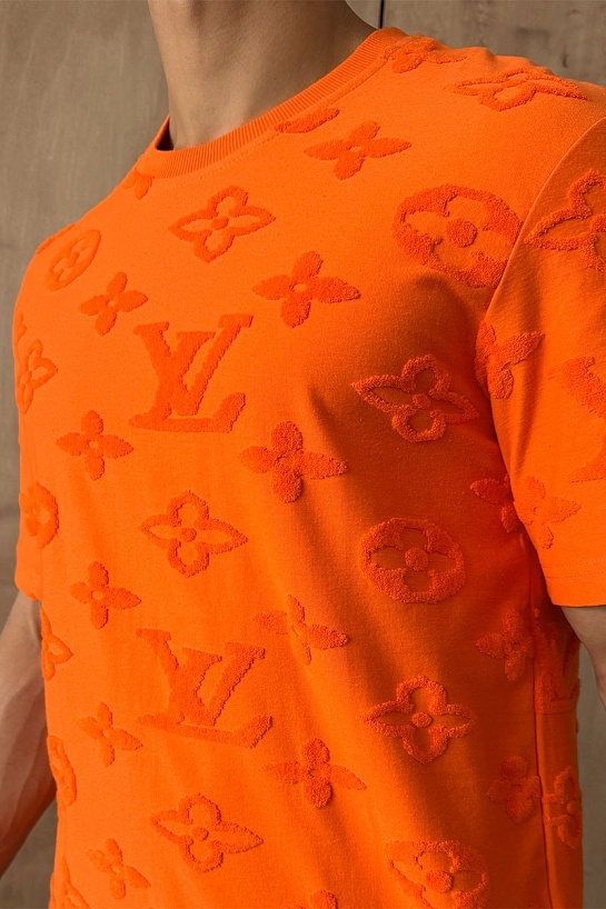Оранжевая оверсайз футболка Louis Vuitton Monogram All-over