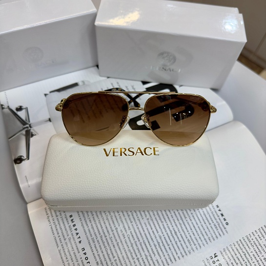 Солнцезащитные очки Versace Aviator - Brown / Gold