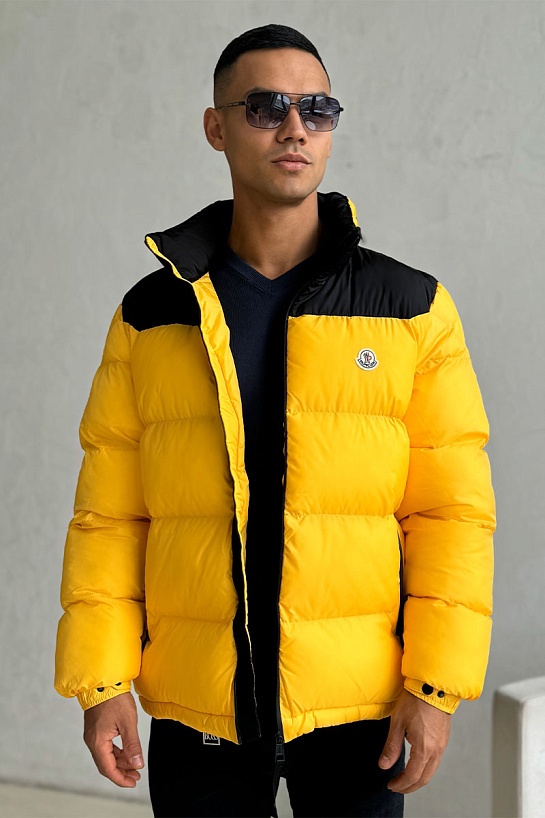 Утеплённая куртка Moncler Peuplier logo-patch - Yellow / Black