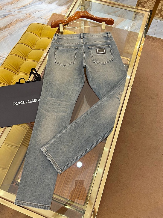 Мужские синие джинсы Dolce & Gabbana slim fit Premium