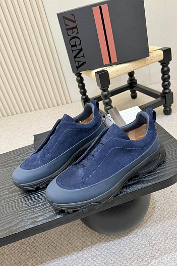 Замшевые кроссовки Zegna Triple Stitch Monte - Blue   