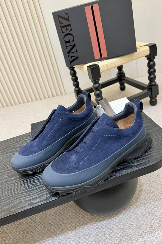 Замшевые кроссовки Zegna Triple Stitch Monte - Blue
