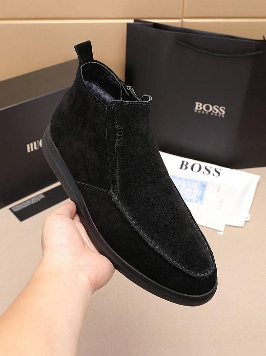 Замшевые лоферы с мехом Hugo Boss high-top - Black