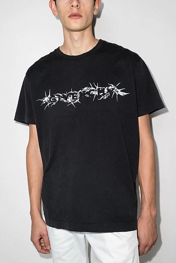 Чёрная оверсайз футболка Givenchy Barbed Wire-print   