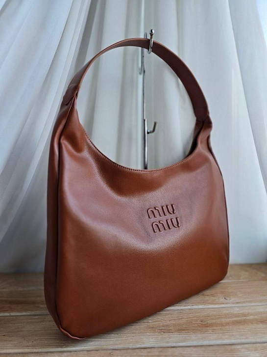 Кожаная сумка MIU MIU 39x22 см - Brown