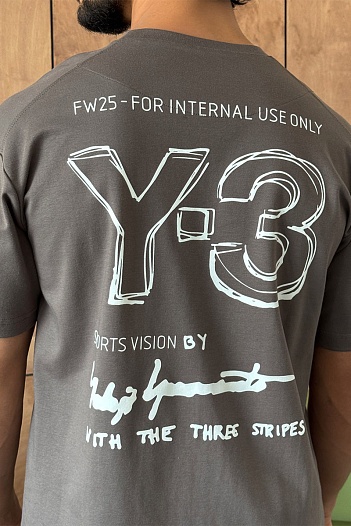 Мужская серая футболка Y-3 Yohji Yamamoto   