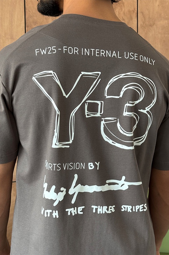 Мужская серая футболка Y-3 Yohji Yamamoto