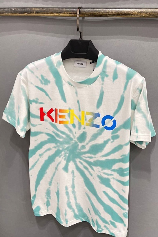 Мужская белая футболка Kenzo Logo Tie-Dye