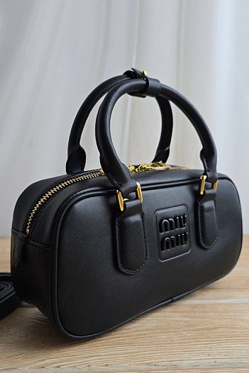 Кожаная сумка MIU MIU 23x14 см - Black   