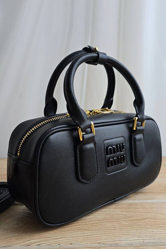Кожаная сумка MIU MIU 23x14 см - Black