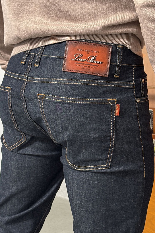 Мужские джинсы тёмно-синего цвета Loro Piana regular fit