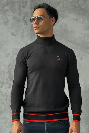 Мужская чёрная водолазка Hermes Premium   