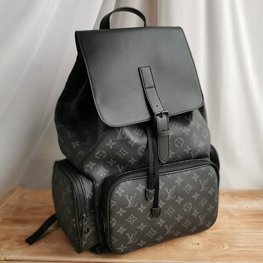 Чёрный кожаный рюкзак Louis Vuitton Trio Monogram Eclipse 44x32 см   
