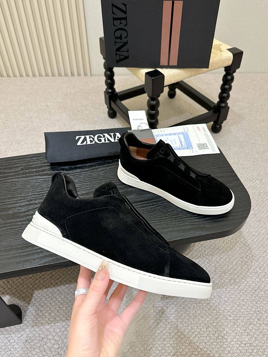 Мужские кроссовки Ermenegildo Zegna Triple Stitch - Black