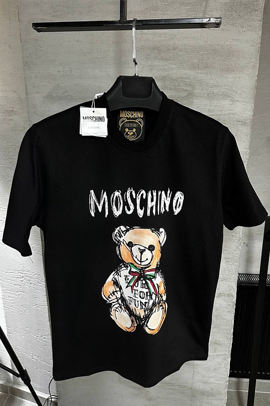 Мужская чёрная футболка Moschino Teddy Bear