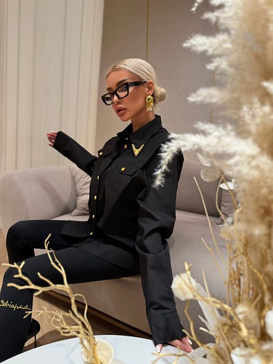 Женская чёрная рубашка Schiaparelli premium   